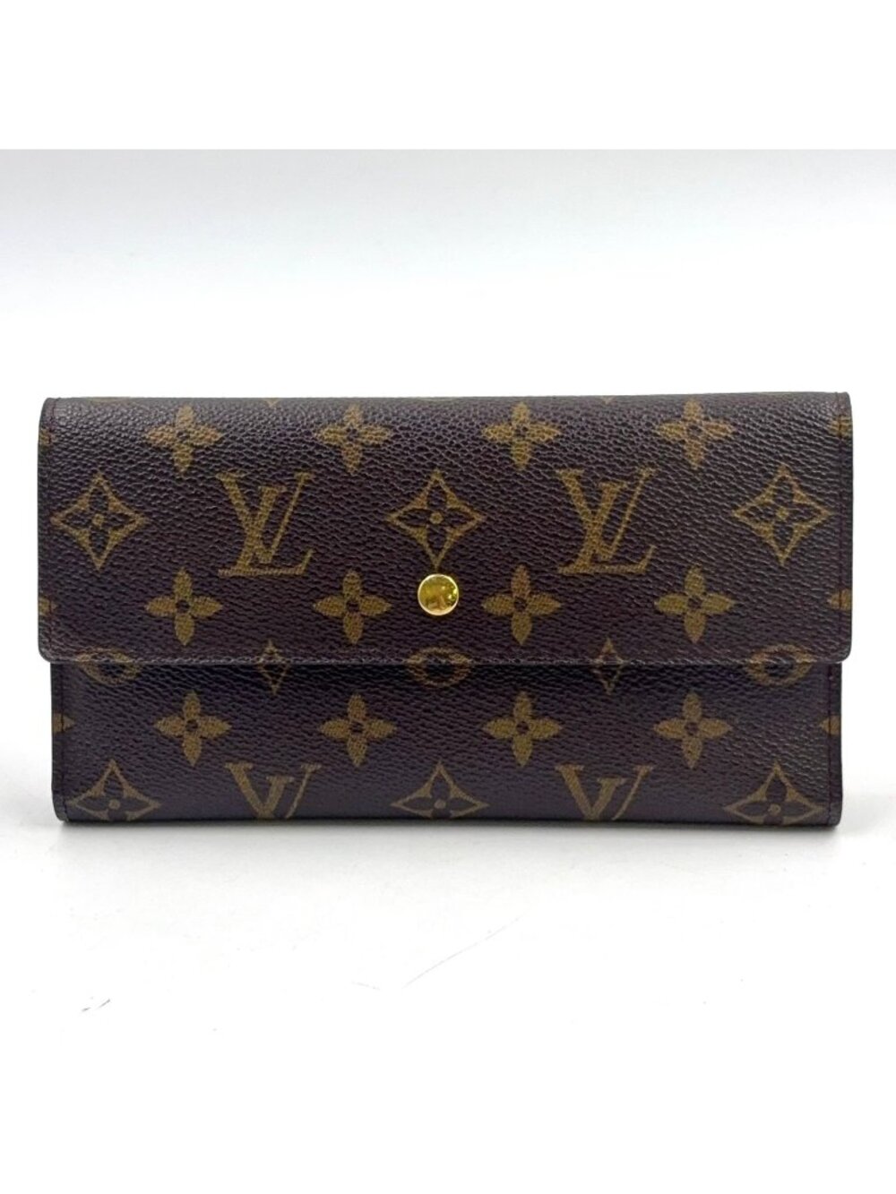 Louis Vuitton Porte Tresor International Monogram Leather Brown Trifold Wallet